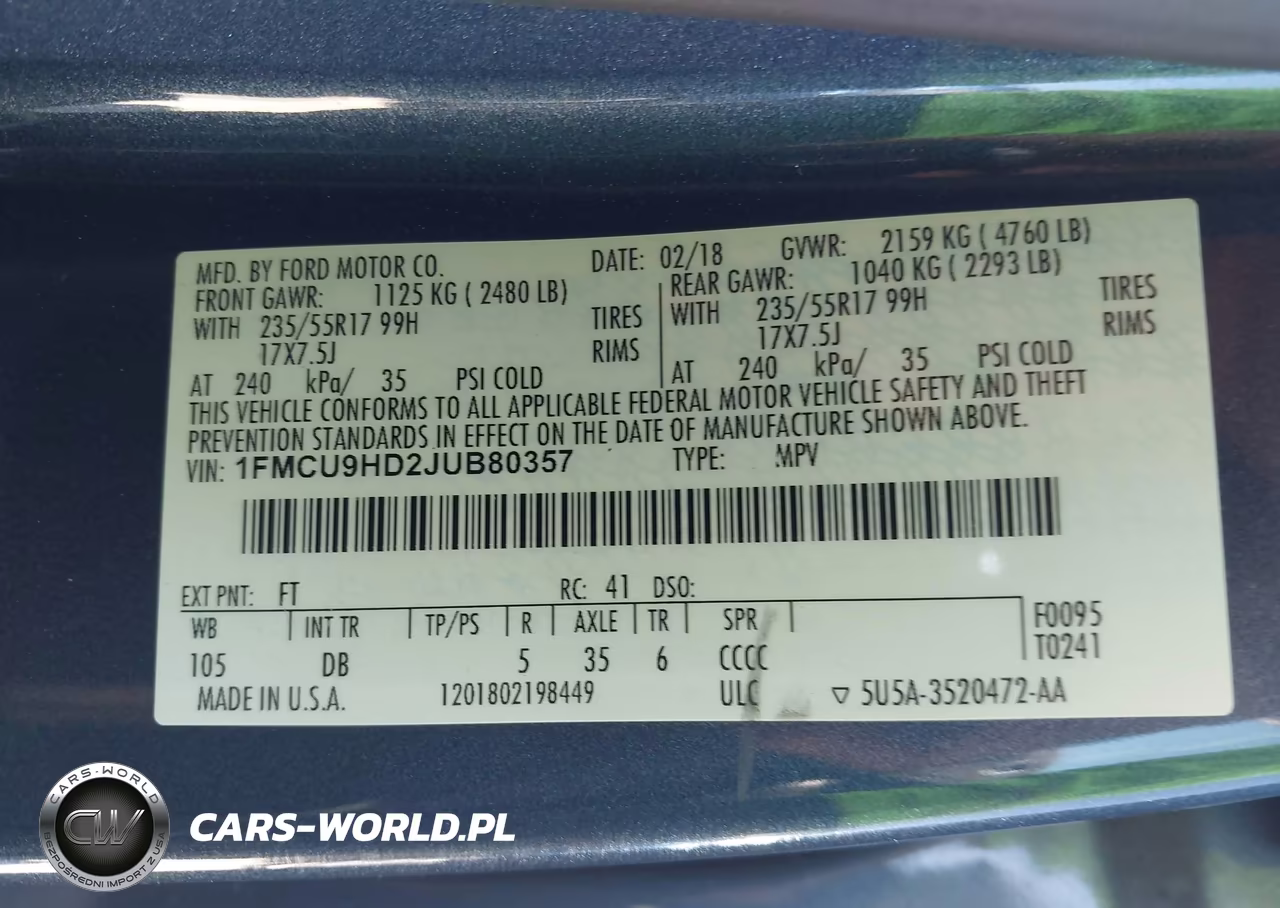 2018 Ford Escape Sel VIN:1FMCU9HD2JUB80357 - 9