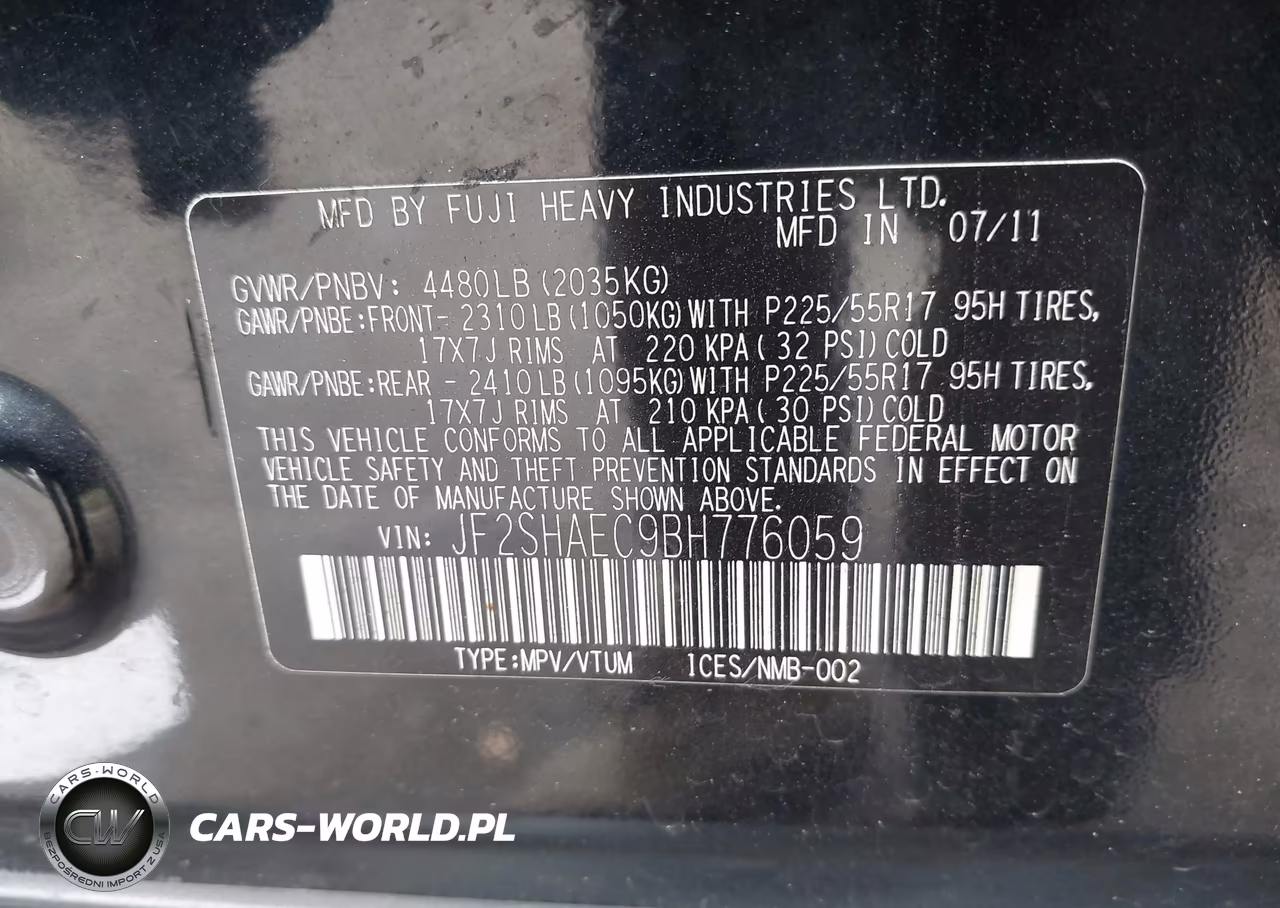 2011 Subaru Forester 2.5X Limited VIN:JF2SHAEC9BH776059 - 9
