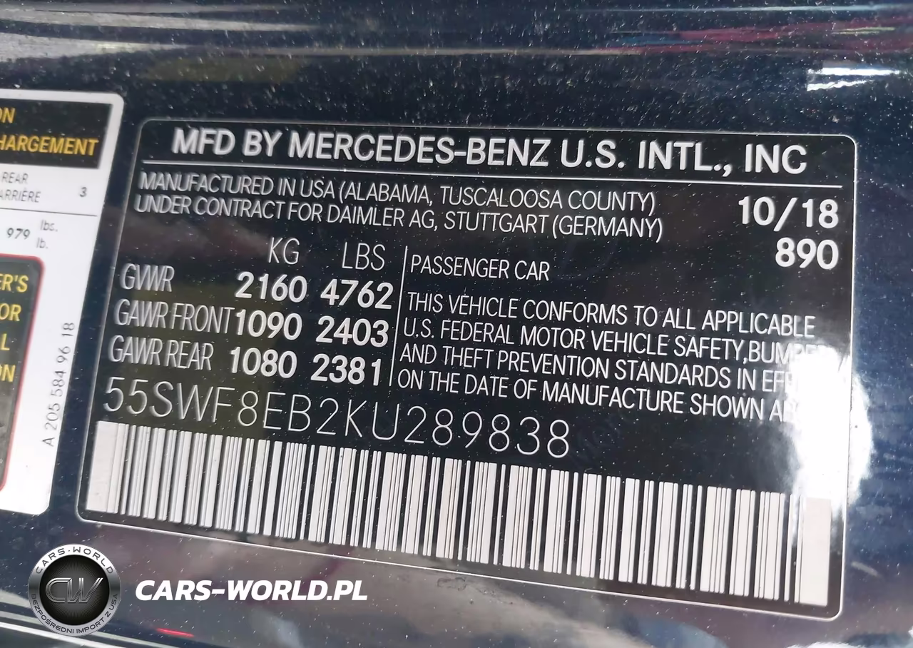 2019 Mercedes-Benz C 300 4Matic VIN:55SWF8EB2KU289838 - 9