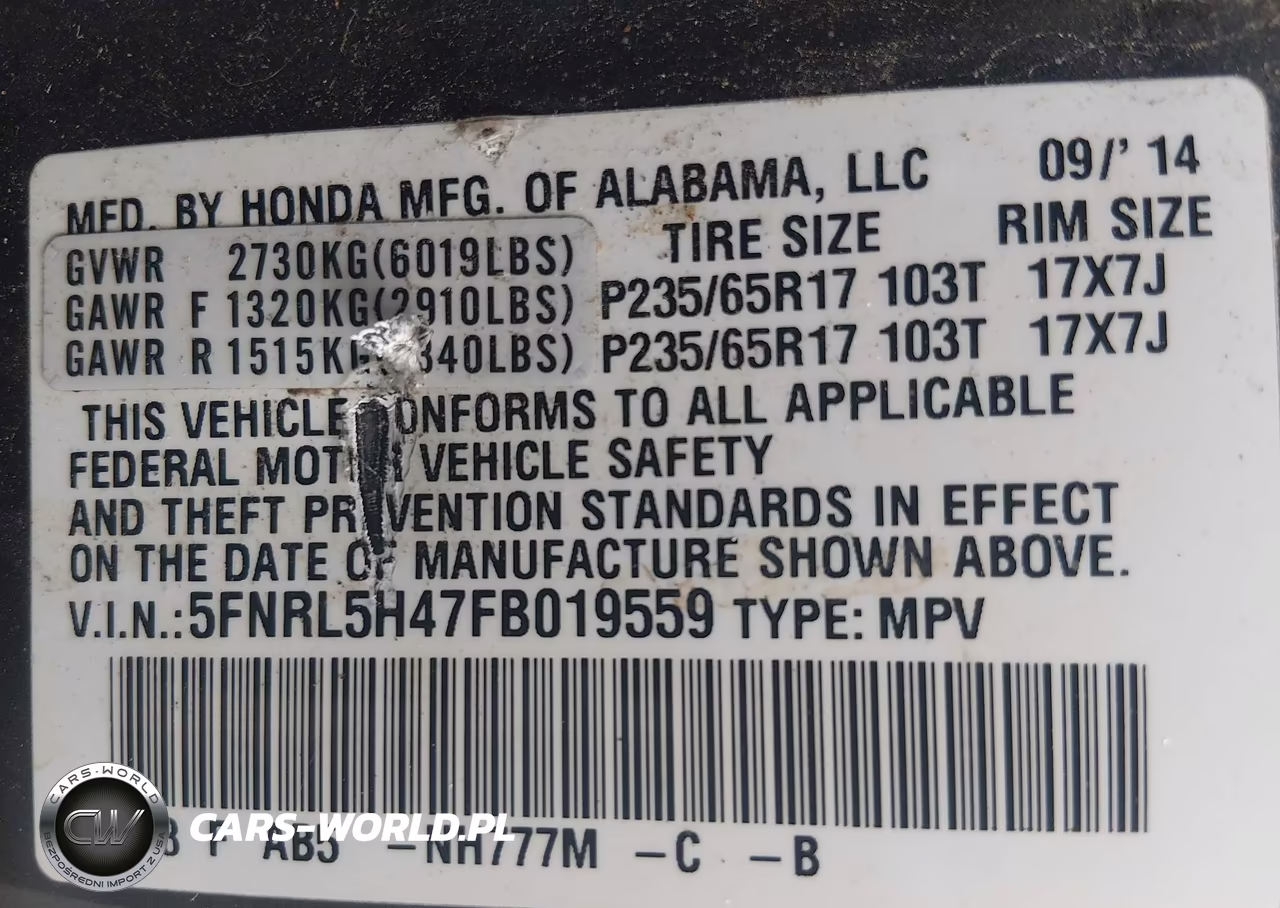 2015 Honda Odyssey Ex VIN:5FNRL5H47FB019559 - 9