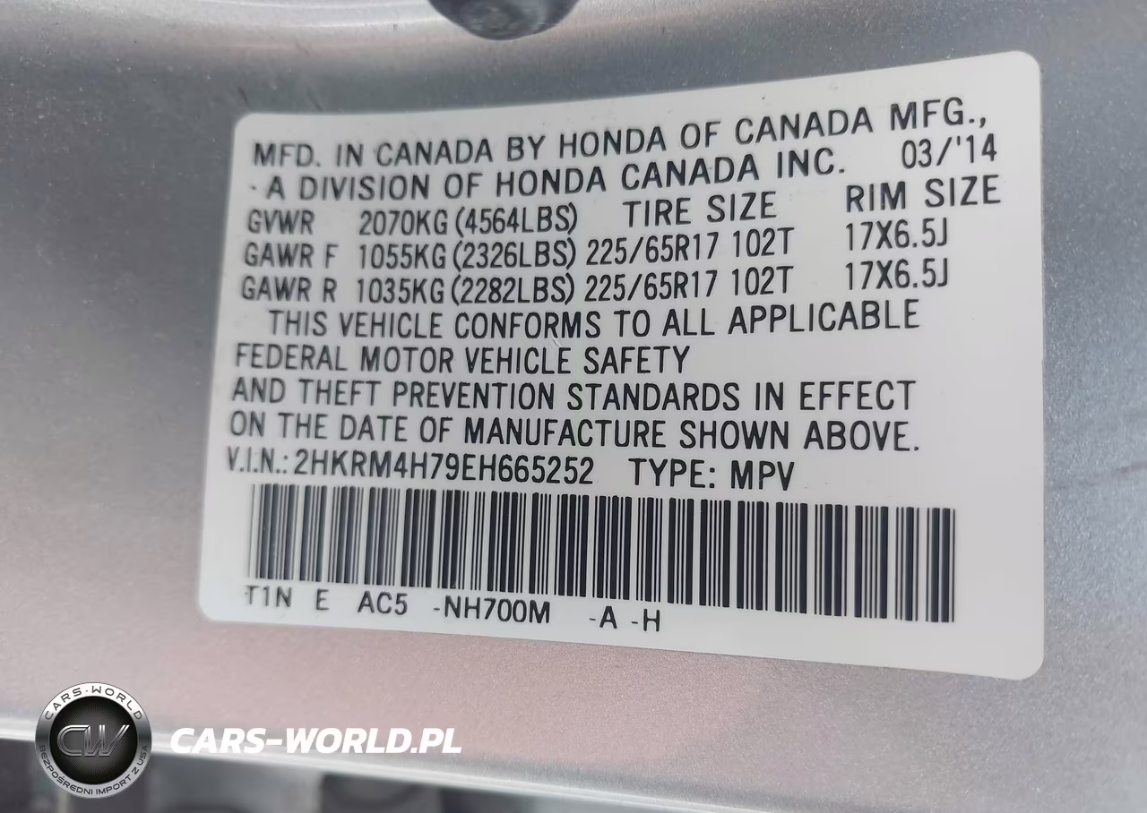 2014 Honda Cr-V Ex-L VIN:2HKRM4H79EH665252 - 9