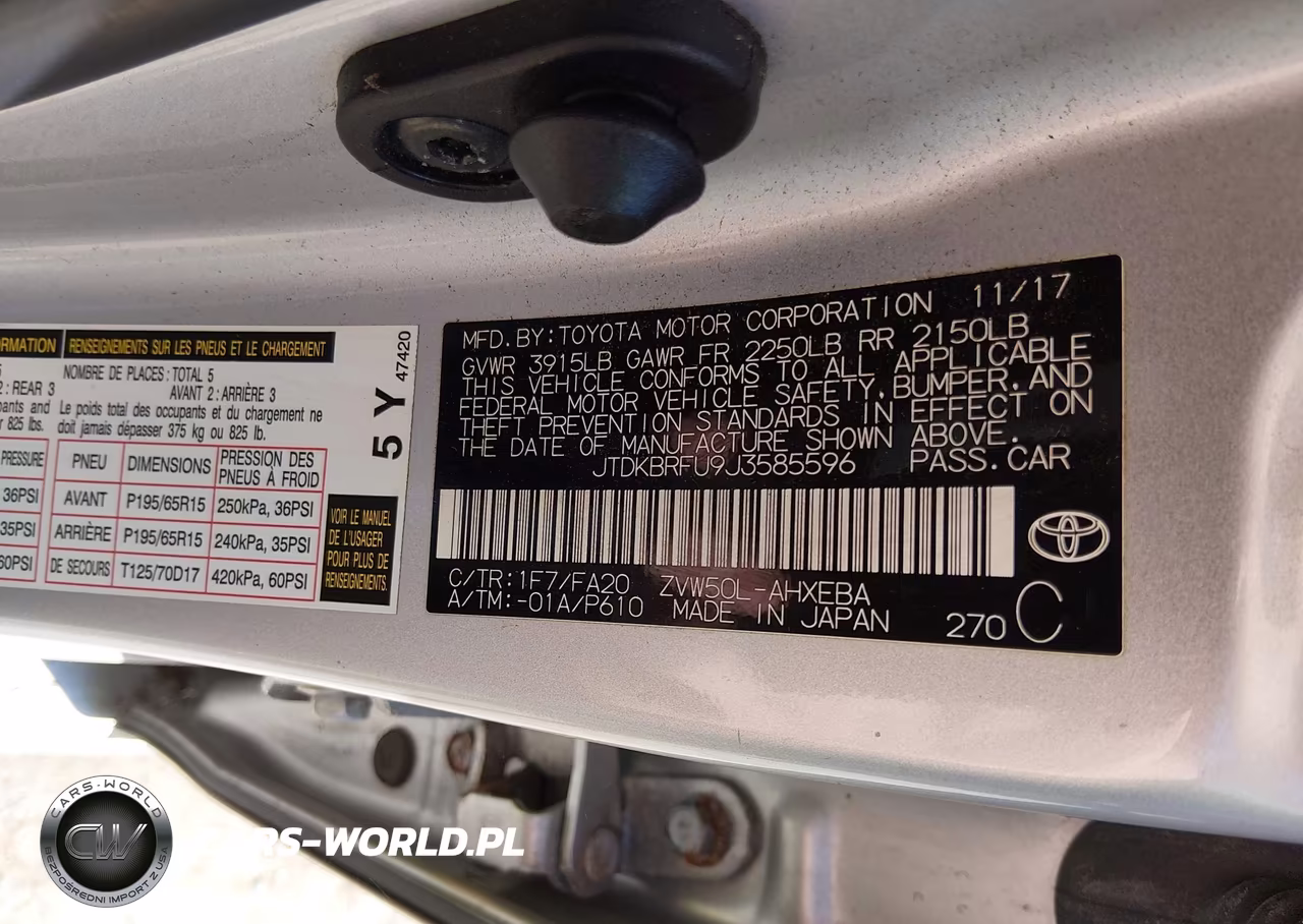 2018 Toyota Prius Two VIN:JTDKBRFU9J3585596 - 9