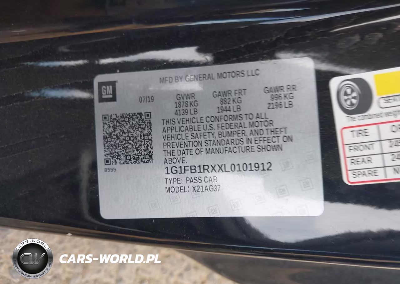 2020 Chevrolet Camaro Rwd 1Lt VIN:1G1FB1RXXL0101912 - 9