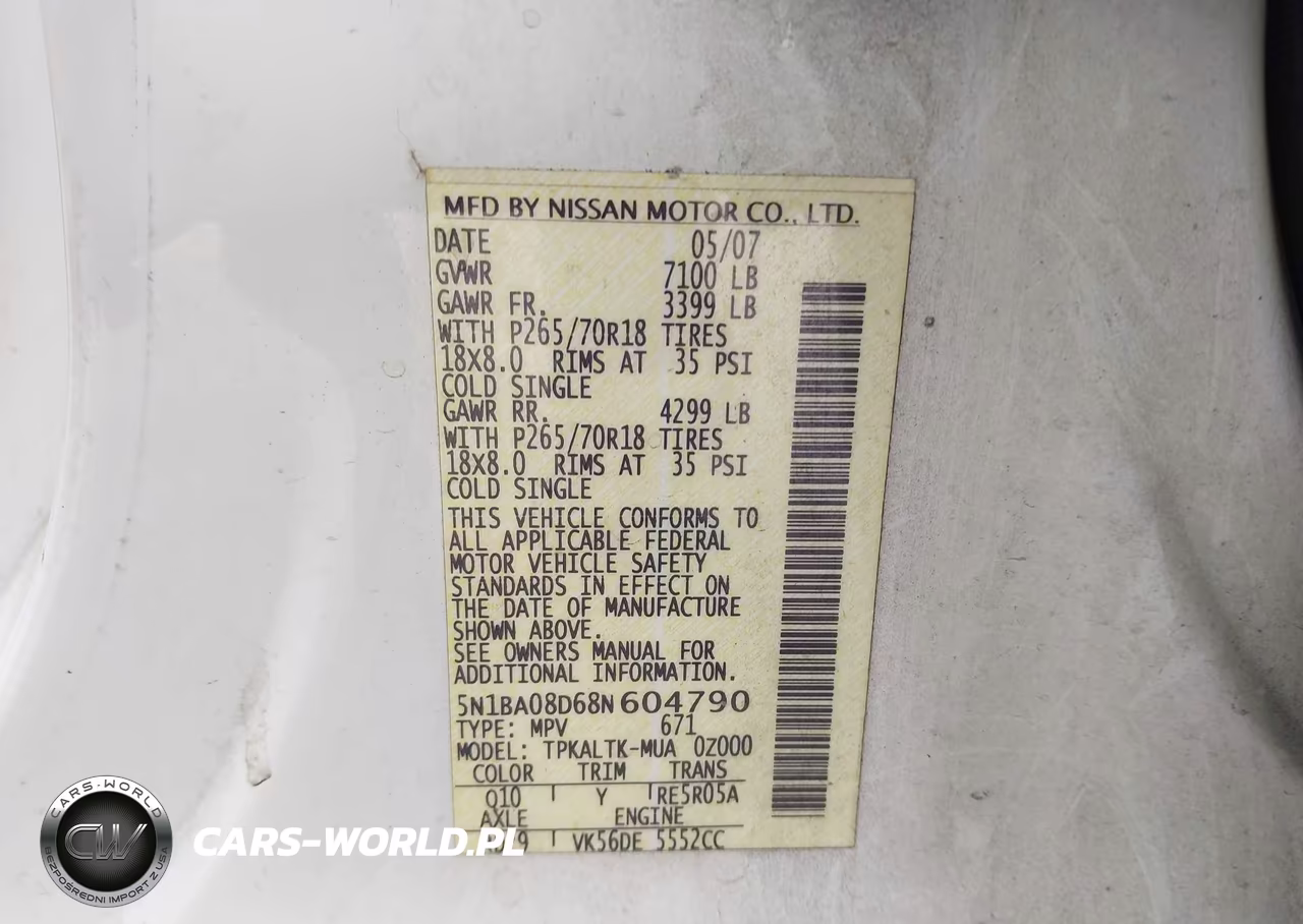 2008 Nissan Armada Se VIN:5N1BA08D68N604790 - 9