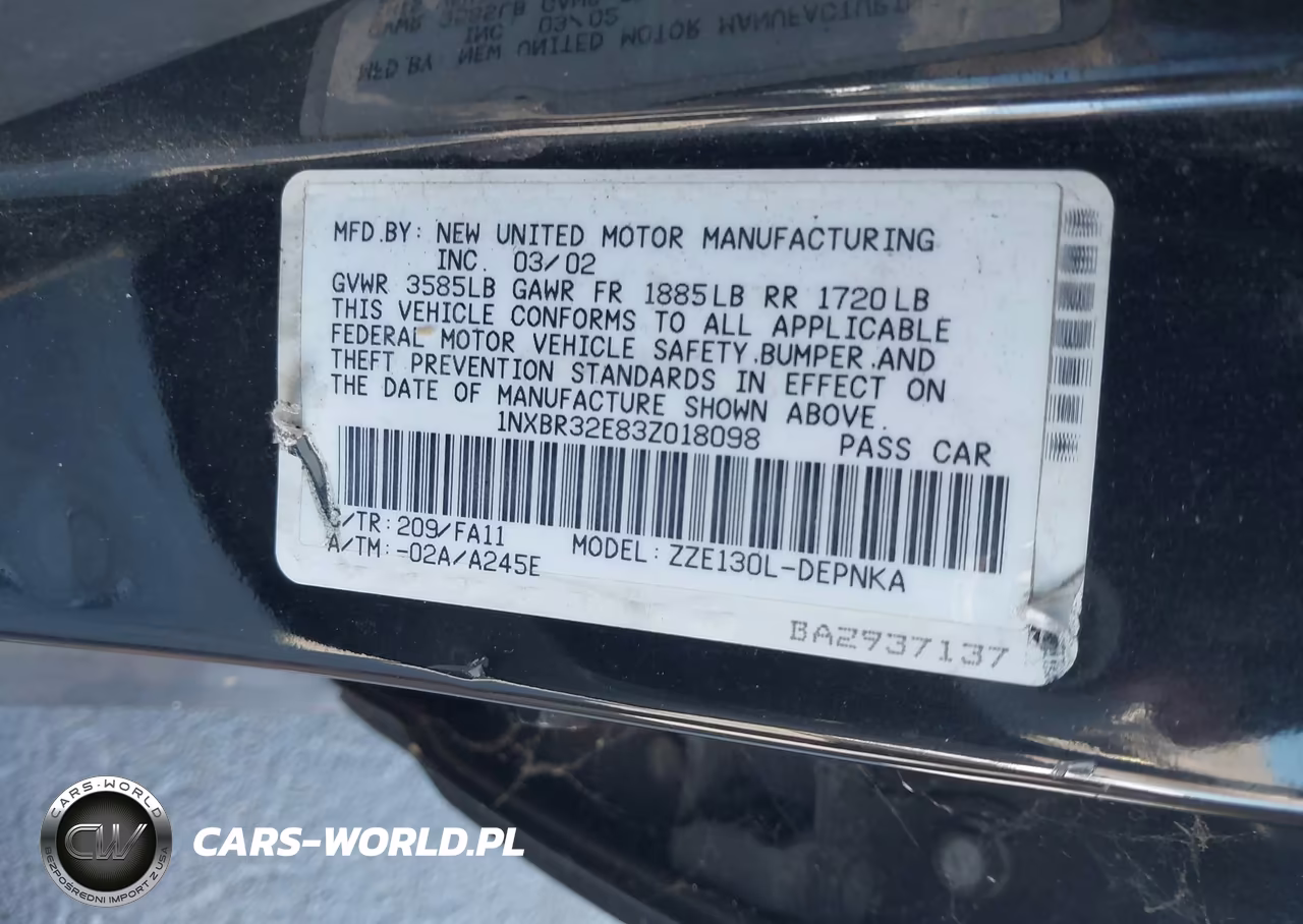 2003 Toyota Corolla Le VIN:1NXBR32E83Z018098 - 9