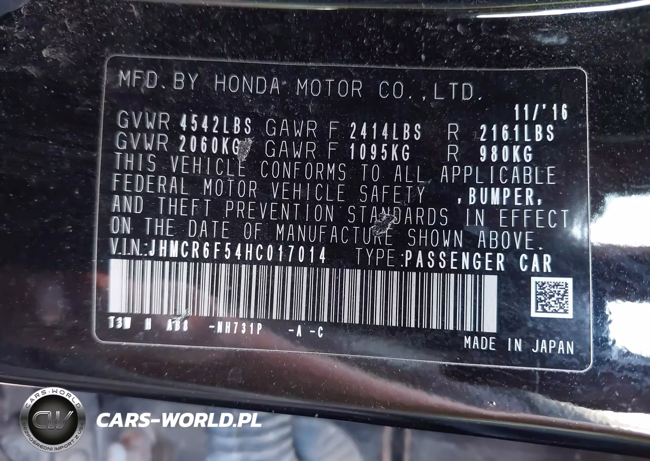 2017 Honda Accord Hybrid Ex-L VIN:JHMCR6F54HC017014 - 9