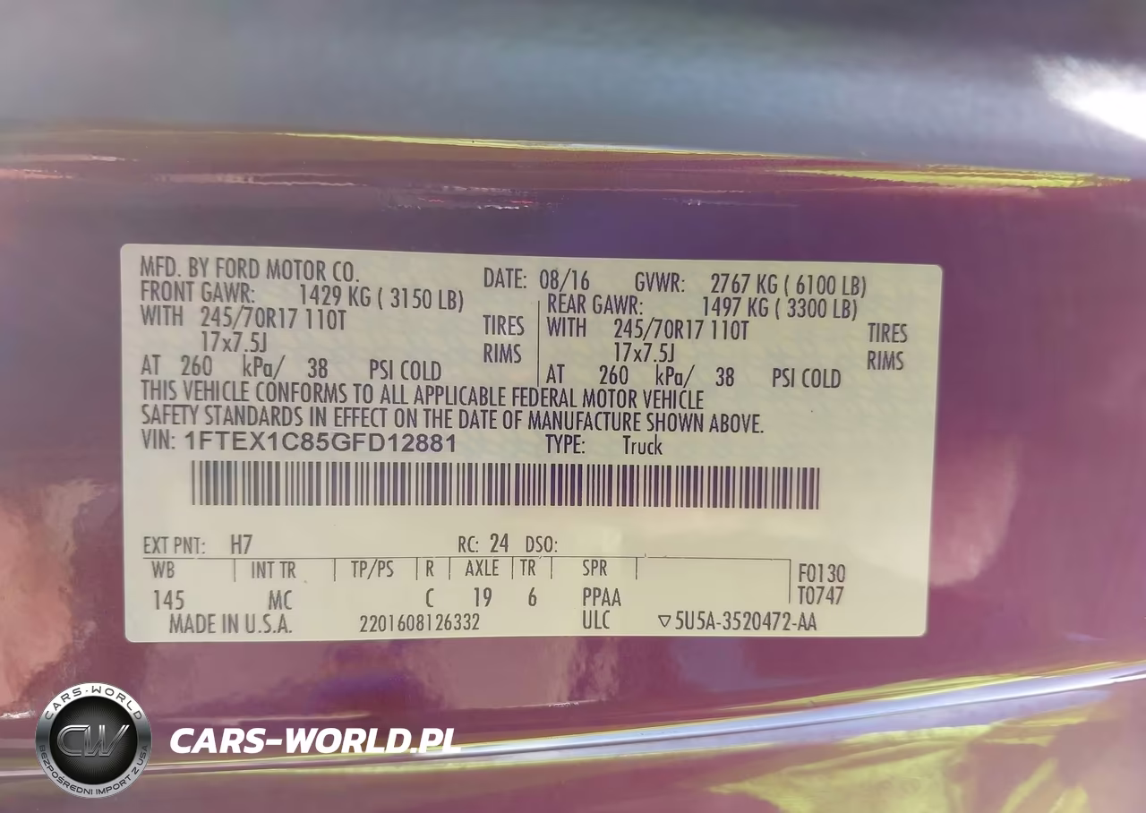 2016 Ford F-150 Xlt VIN:1FTEX1C85GFD12881 - 9