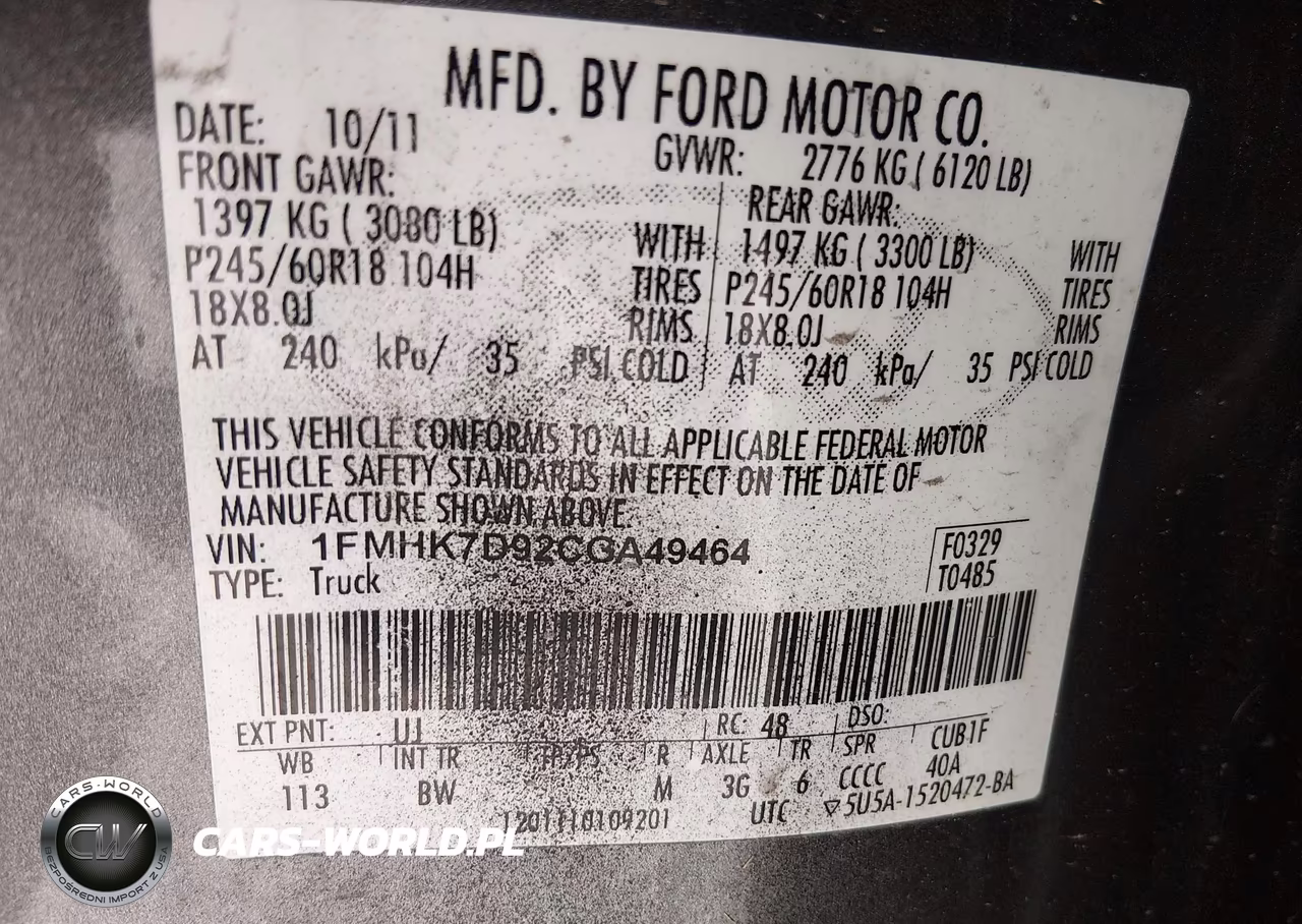 2012 Ford Explorer Xlt VIN:1FMHK7D92CGA49464 - 9