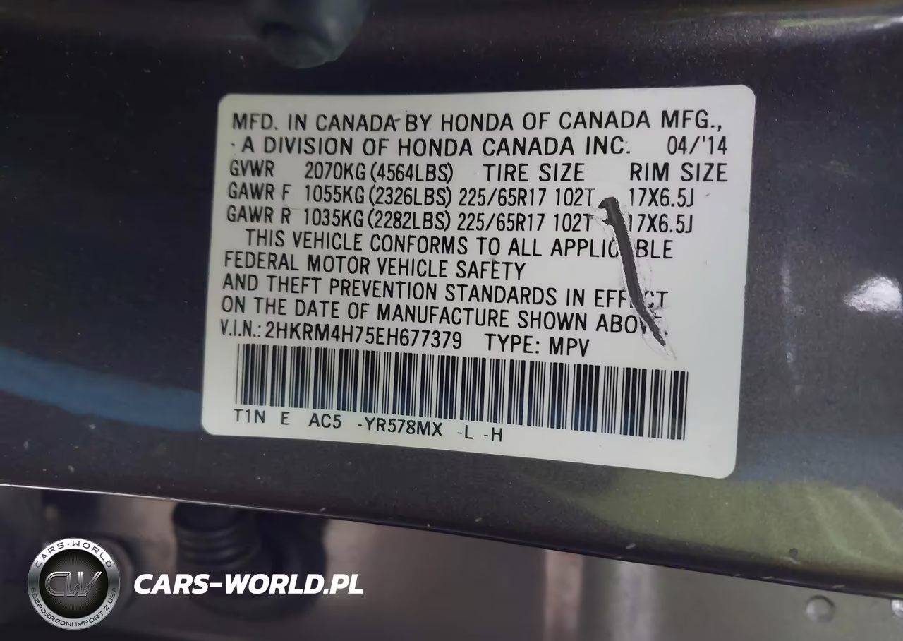 2014 Honda Cr-V Ex-L VIN:2HKRM4H75EH677379 - 9