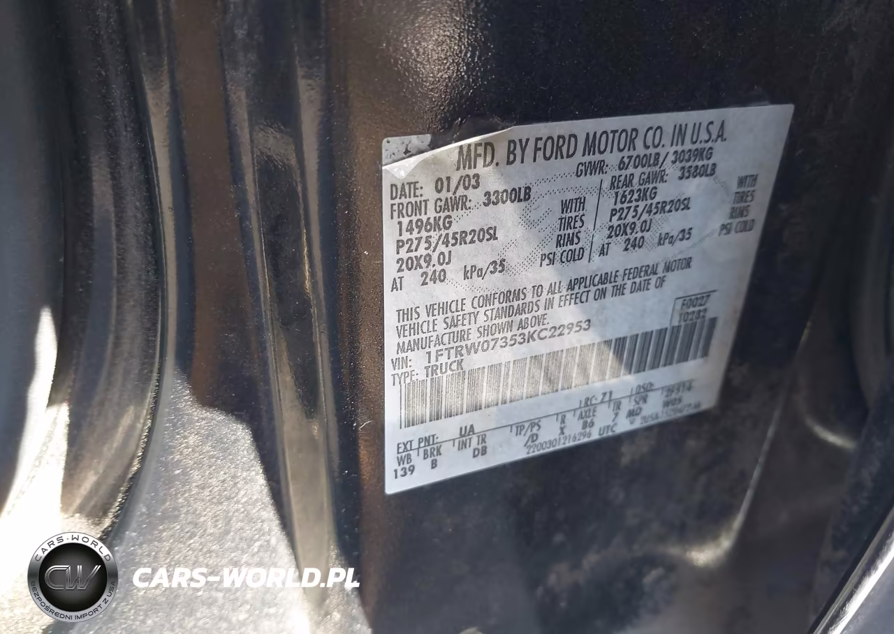 2003 Ford F-150 Lariat VIN:1FTRW07353KC22953 - 9