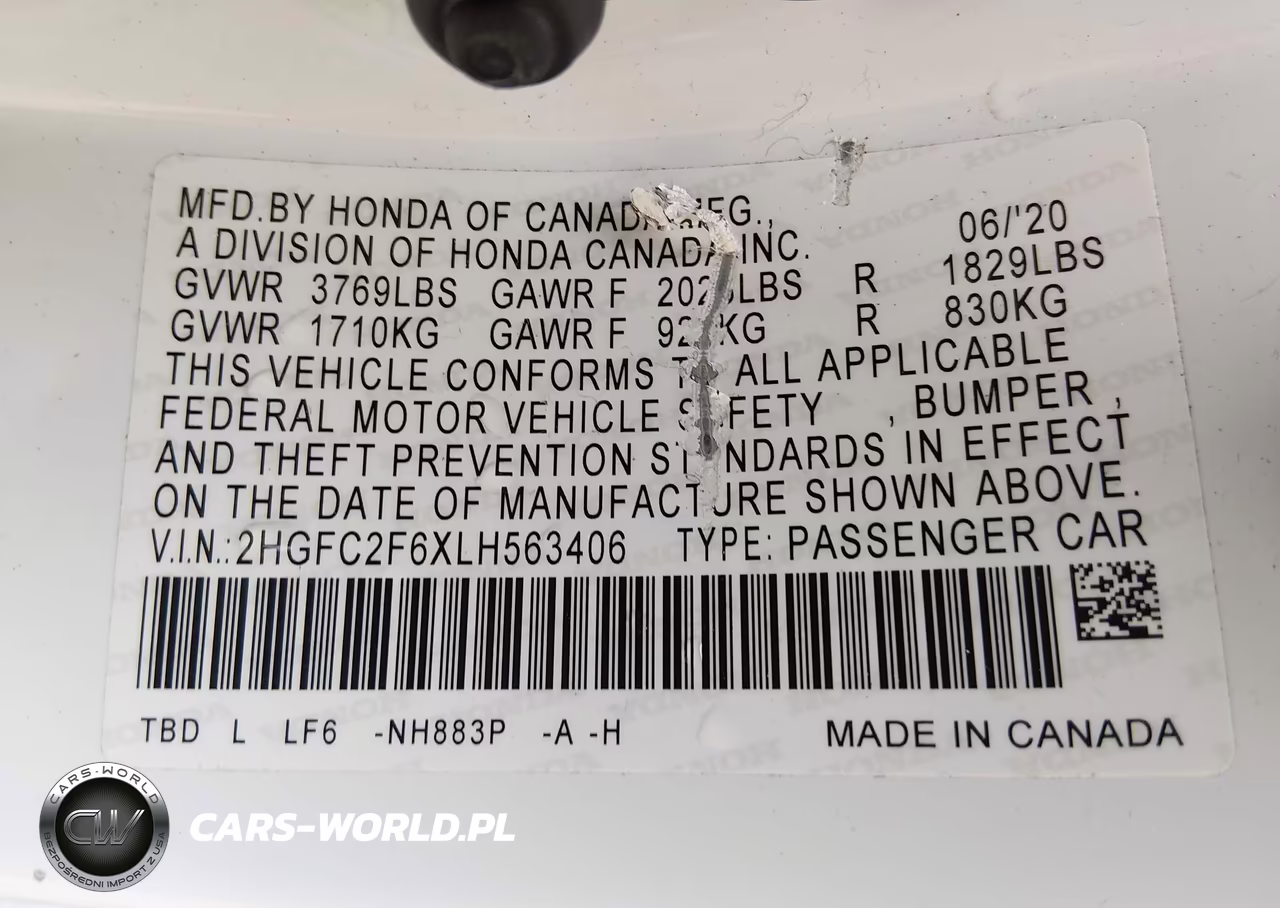 2020 Honda Civic Lx VIN:2HGFC2F6XLH563406 - 9