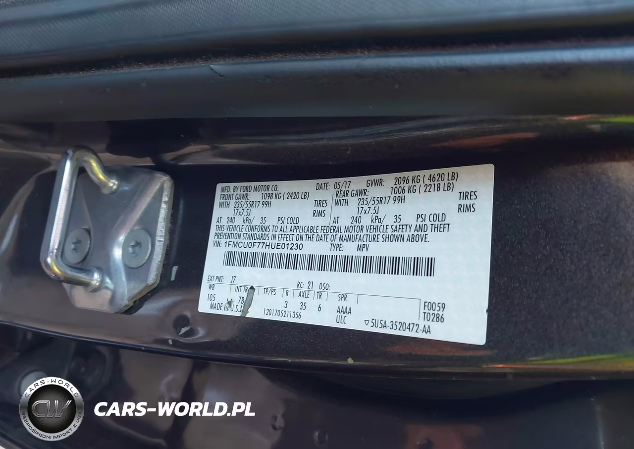 2017 Ford Escape S VIN:1FMCU0F77HUE01230 - 9