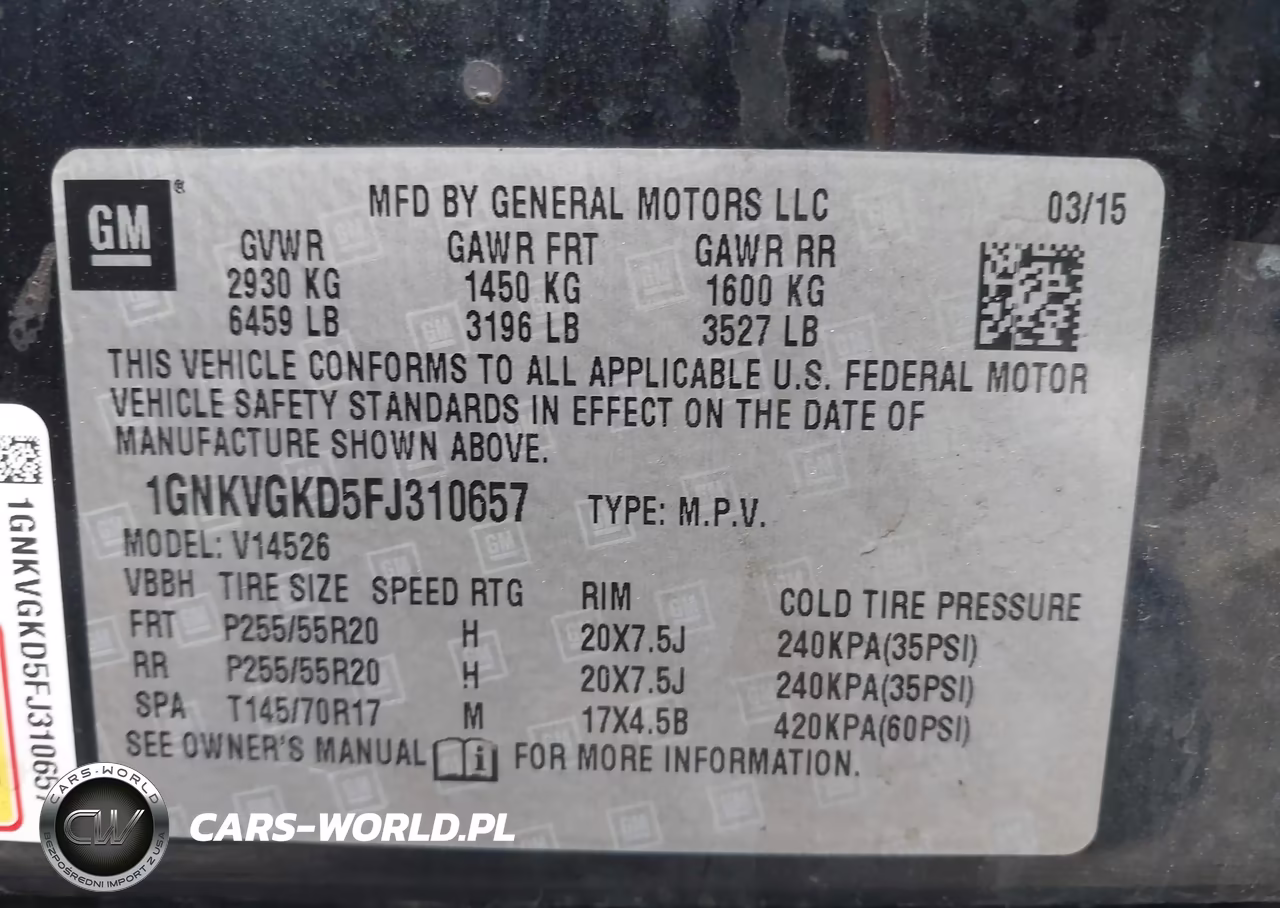 2015 Chevrolet Traverse 1Lt VIN:1GNKVGKD5FJ310657 - 9