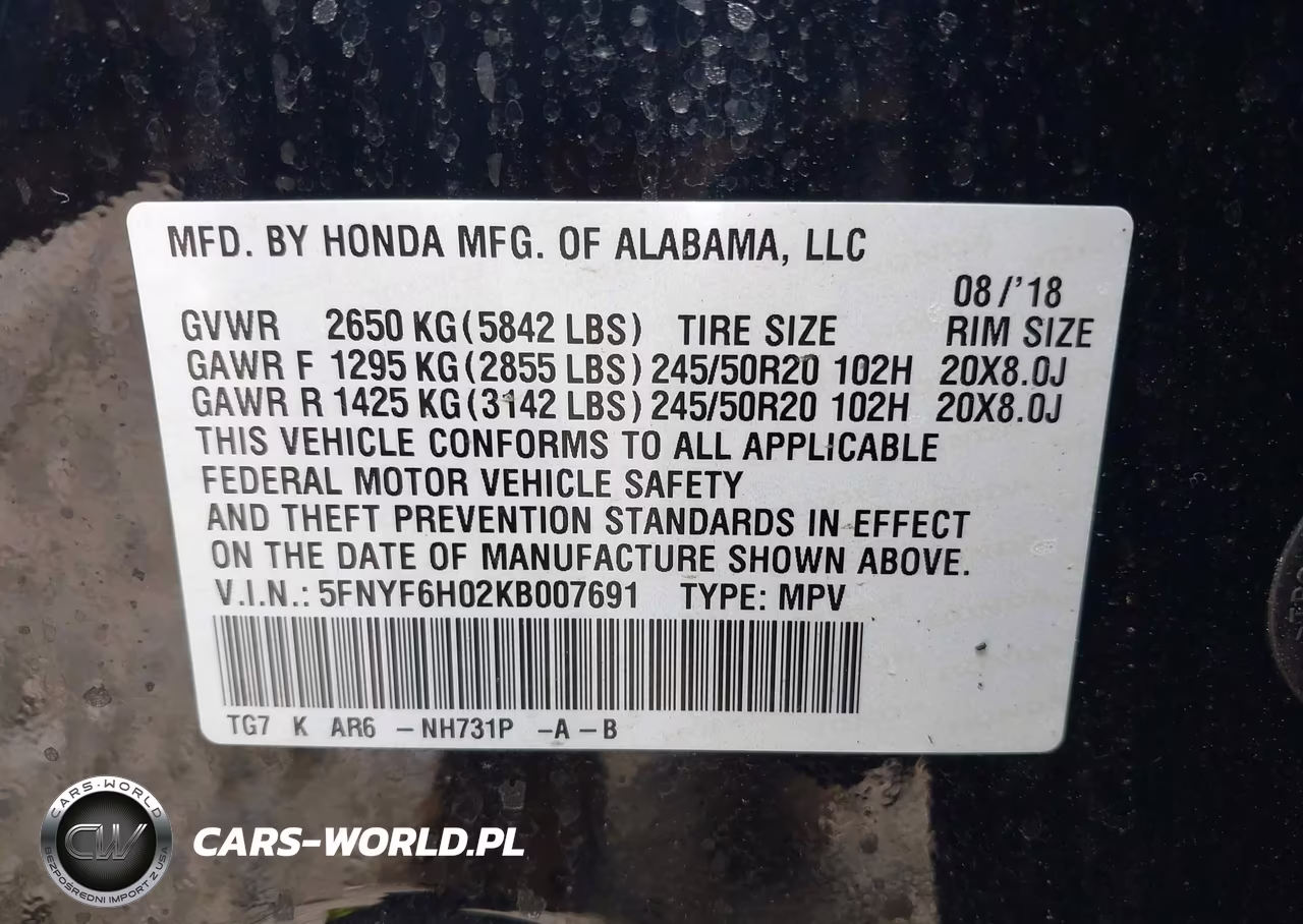 2019 Honda Pilot Elite VIN:5FNYF6H02KB007691 - 9
