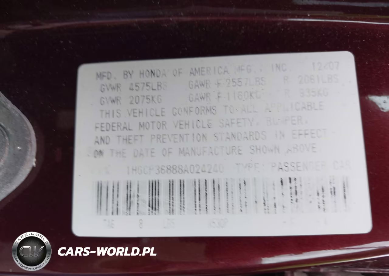 2008 Honda Accord 3.5 Ex-L VIN:1HGCP36888A024240 - 9