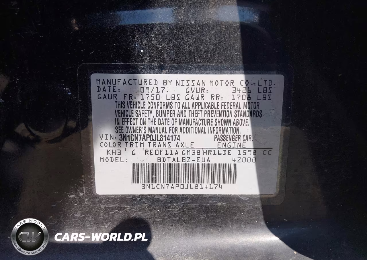 2018 Nissan Versa 1.6 Sv VIN:3N1CN7AP0JL814174 - 9
