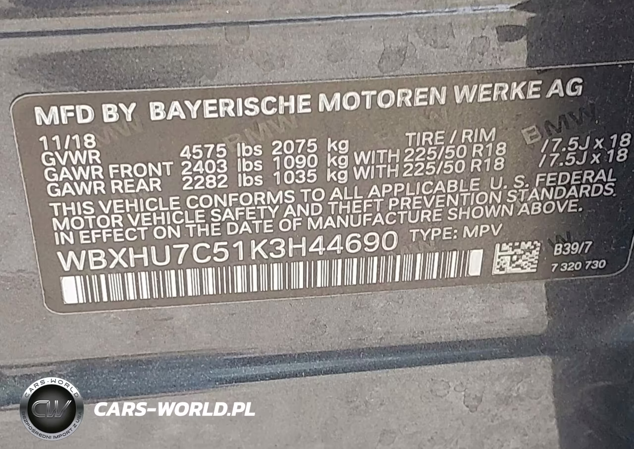 2019 BMW X1 Sdrive28I VIN:WBXHU7C51K3H44690 - 9