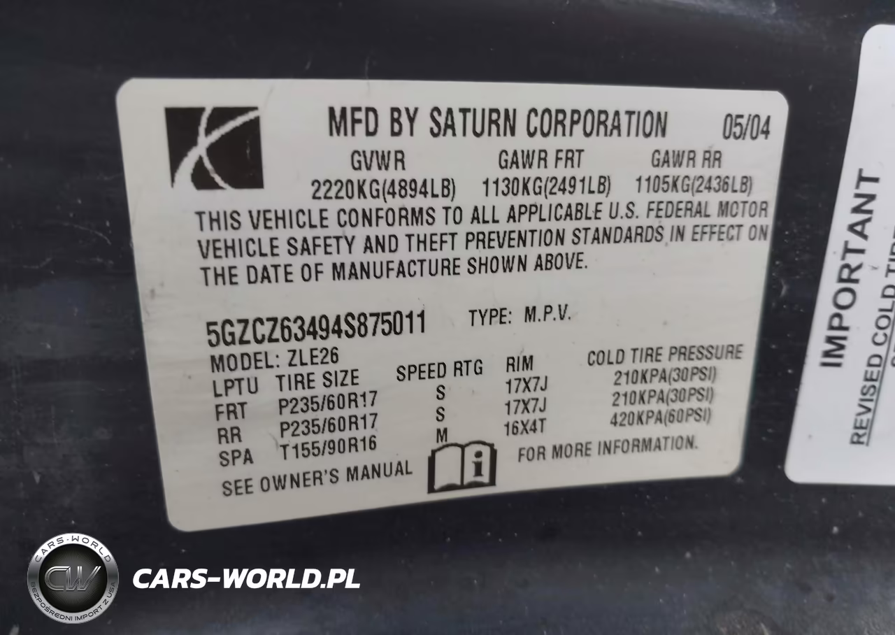 2004 Saturn Vue V6 VIN:5GZCZ63494S875011 - 9