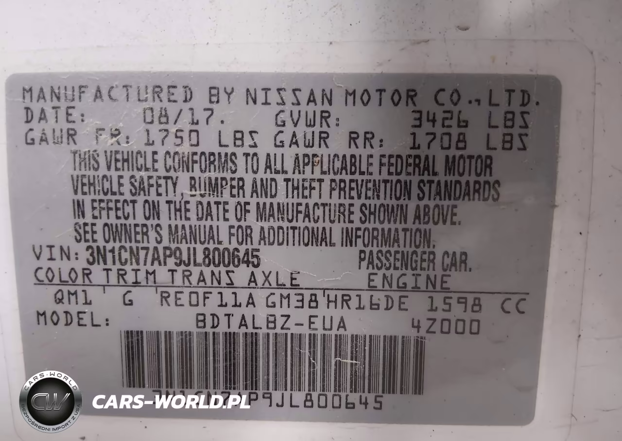 2018 Nissan Versa 1.6 Sv VIN:3N1CN7AP9JL800645 - 9