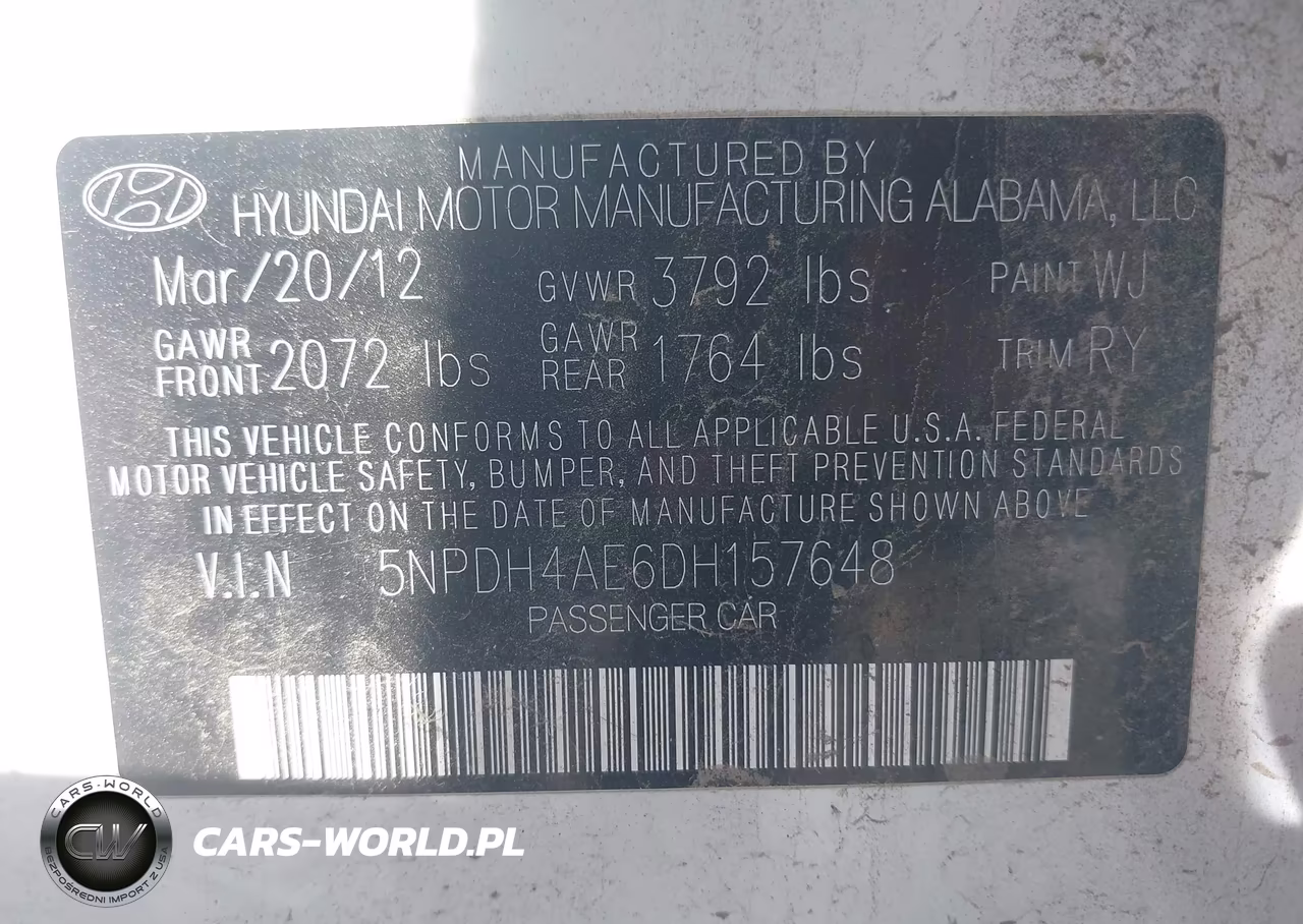 2013 Hyundai Elantra Limited VIN:5NPDH4AE6DH157648 - 9