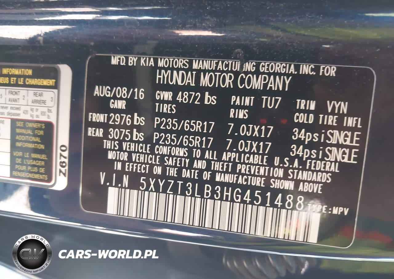 2017 Hyundai Santa Fe Sport 2.4L VIN:5XYZT3LB3HG451488 - 9