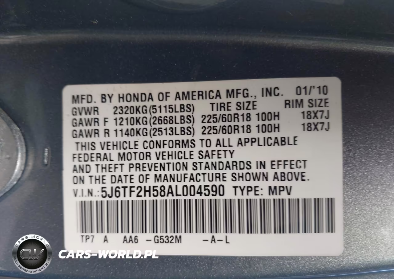 2010 Honda Accord Crosstour Ex-L VIN:5J6TF2H58AL004590 - 9