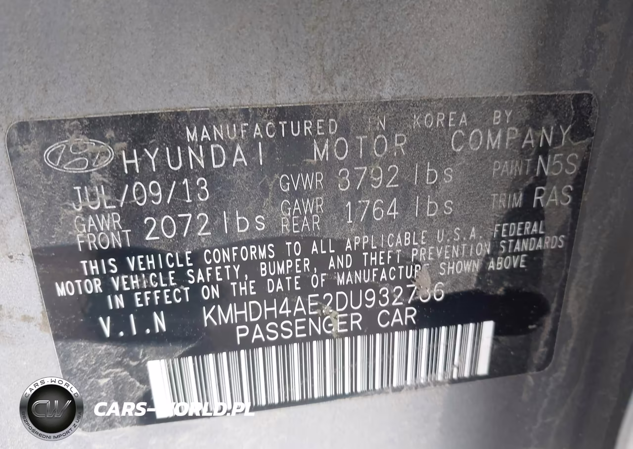 2013 Hyundai Elantra Gls VIN:KMHDH4AE2DU932786 - 9