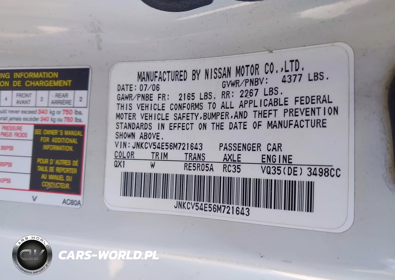 2006 Infiniti G35 VIN:JNKCV54E56M721643 - 9