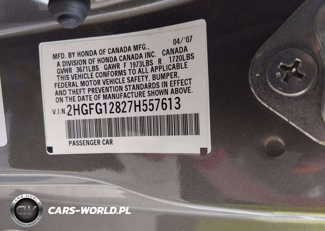 2007 Honda Civic Ex VIN:2HGFG12827H557613 - 9