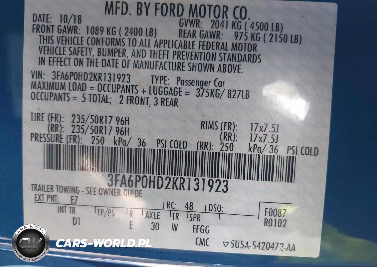 2019 Ford Fusion Se VIN:3FA6P0HD2KR131923 - 9