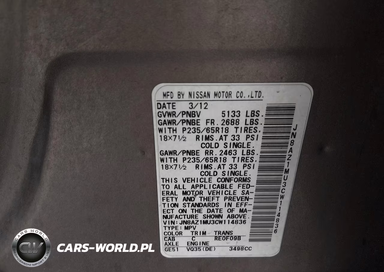 2012 Nissan Murano S VIN:JN8AZ1MU3CW114836 - 9