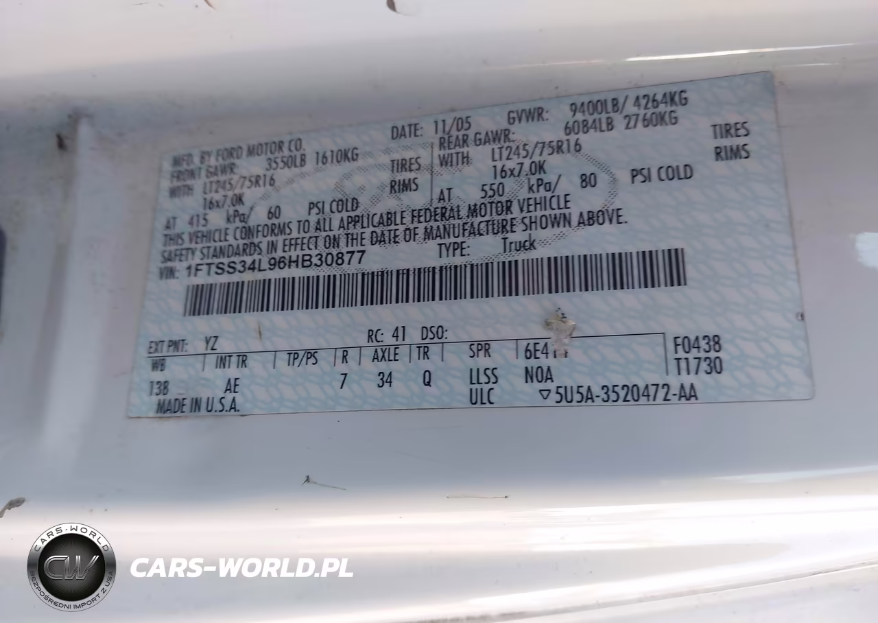 2006 Ford E-350 Super Duty Commercial-Recreational VIN:1FTSS34L96HB30877 - 9