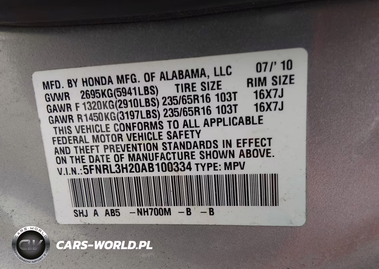 2010 Honda Odyssey Lx VIN:5FNRL3H20AB100334 - 9