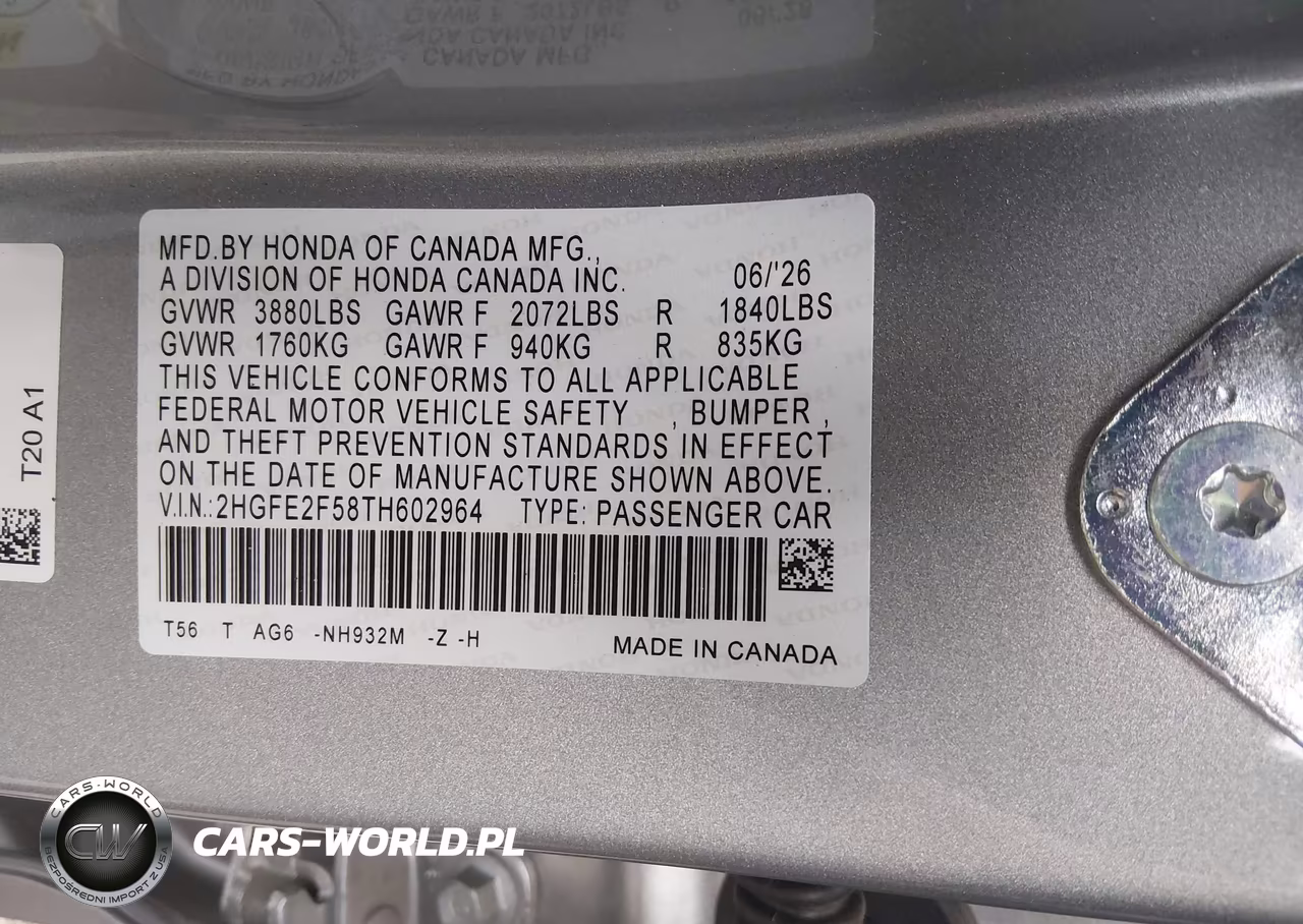 2026 Honda Civic Sport VIN:2HGFE2F58TH602964 - 9