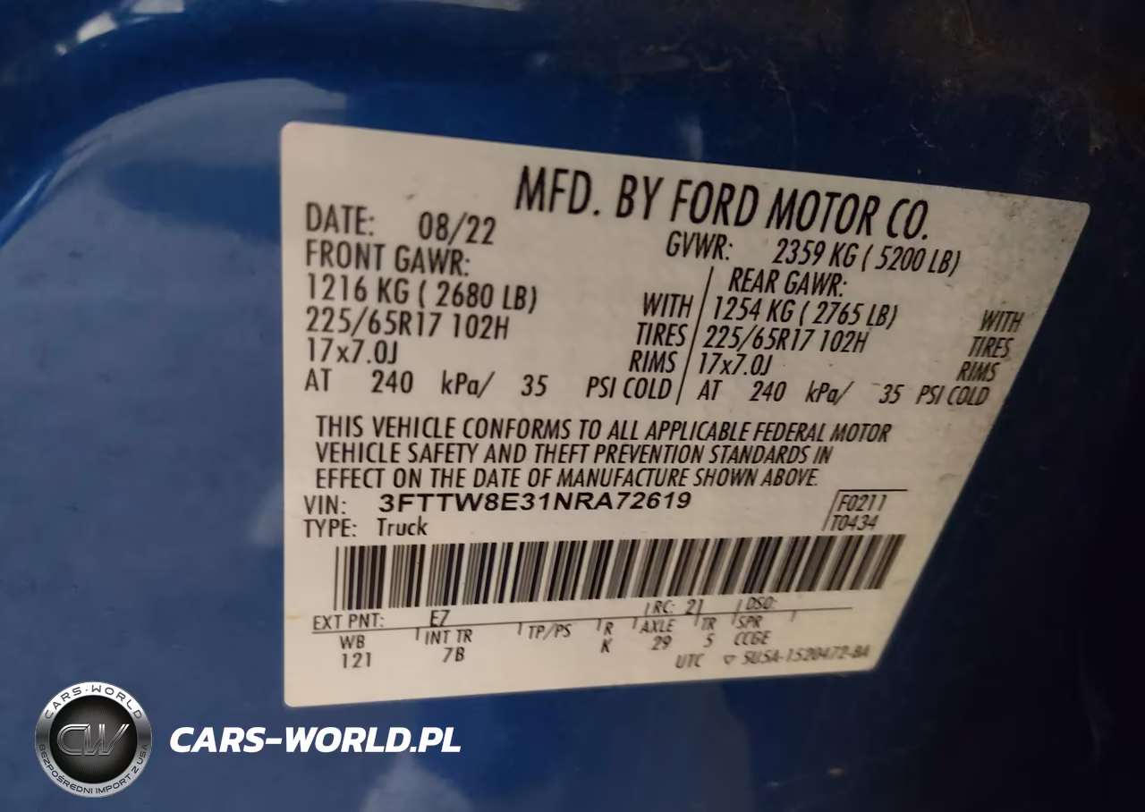 2022 Ford Maverick Xlt VIN:3FTTW8E31NRA72619 - 9