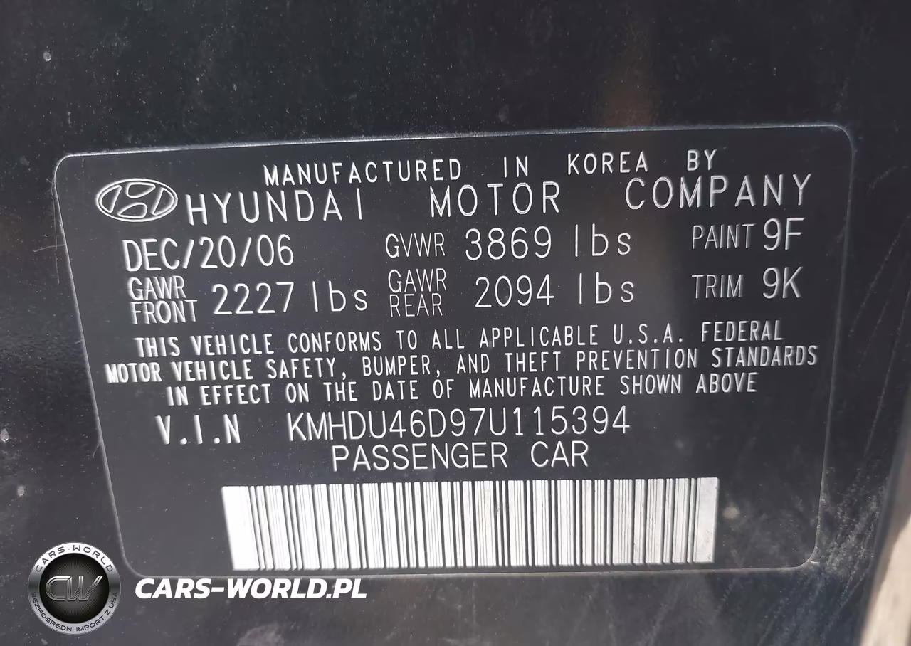 2007 Hyundai Elantra Gls-Limited-Se VIN:KMHDU46D97U115394 - 9