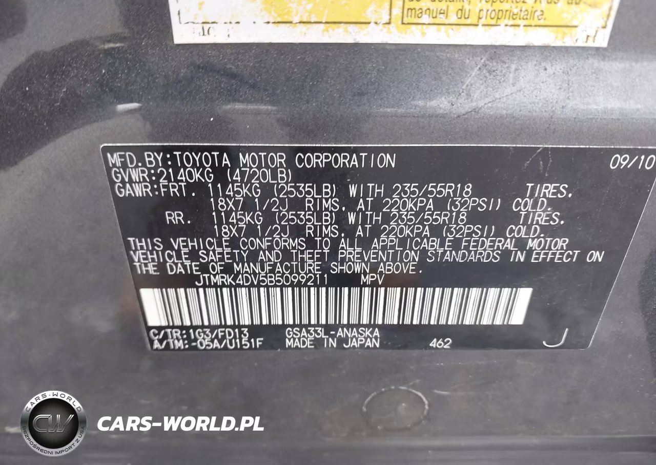 2011 Toyota Rav4 Sport V6 VIN:JTMRK4DV5B5099211 - 9