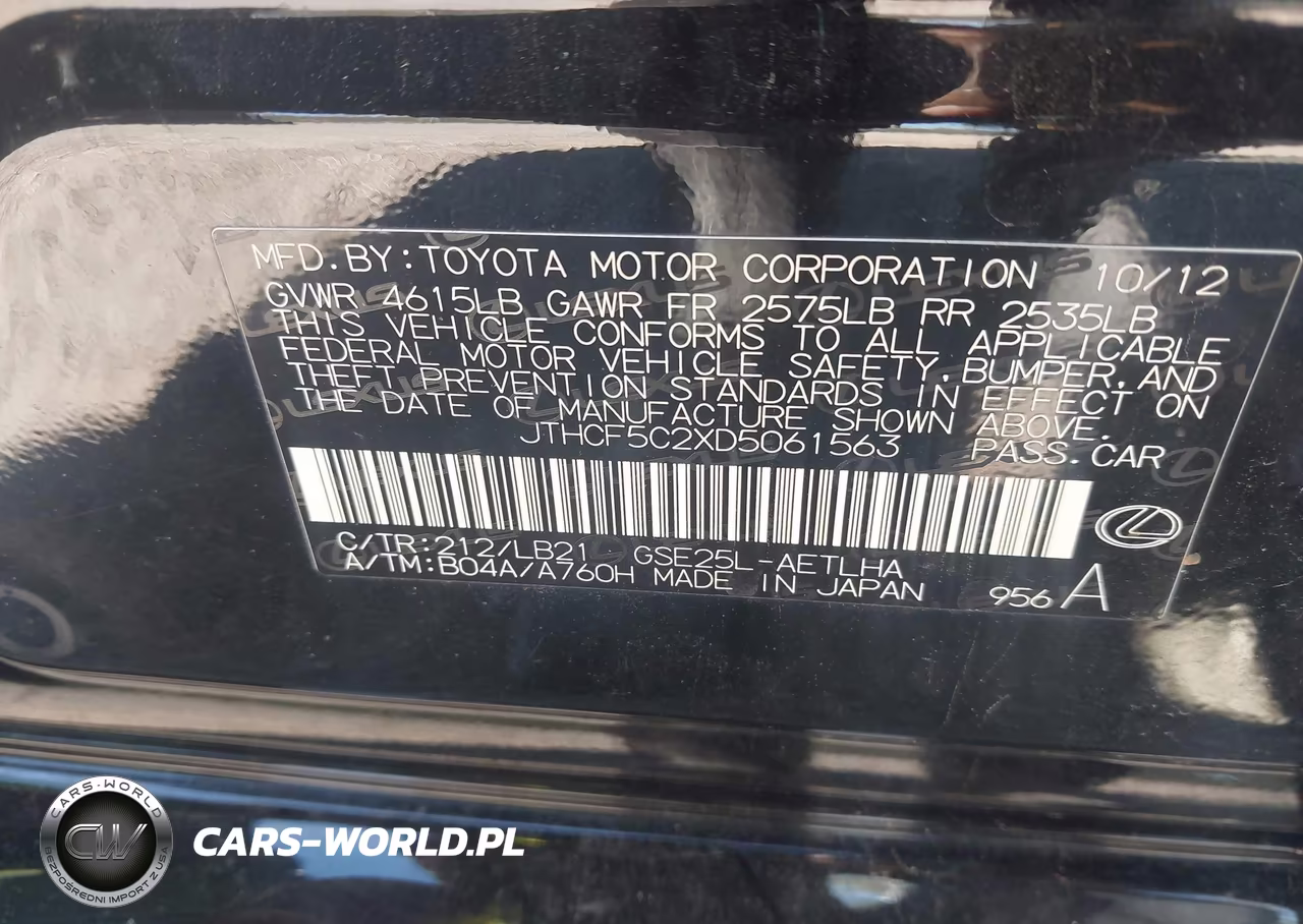 2013 Lexus Is 250 VIN:JTHCF5C2XD5061563 - 9