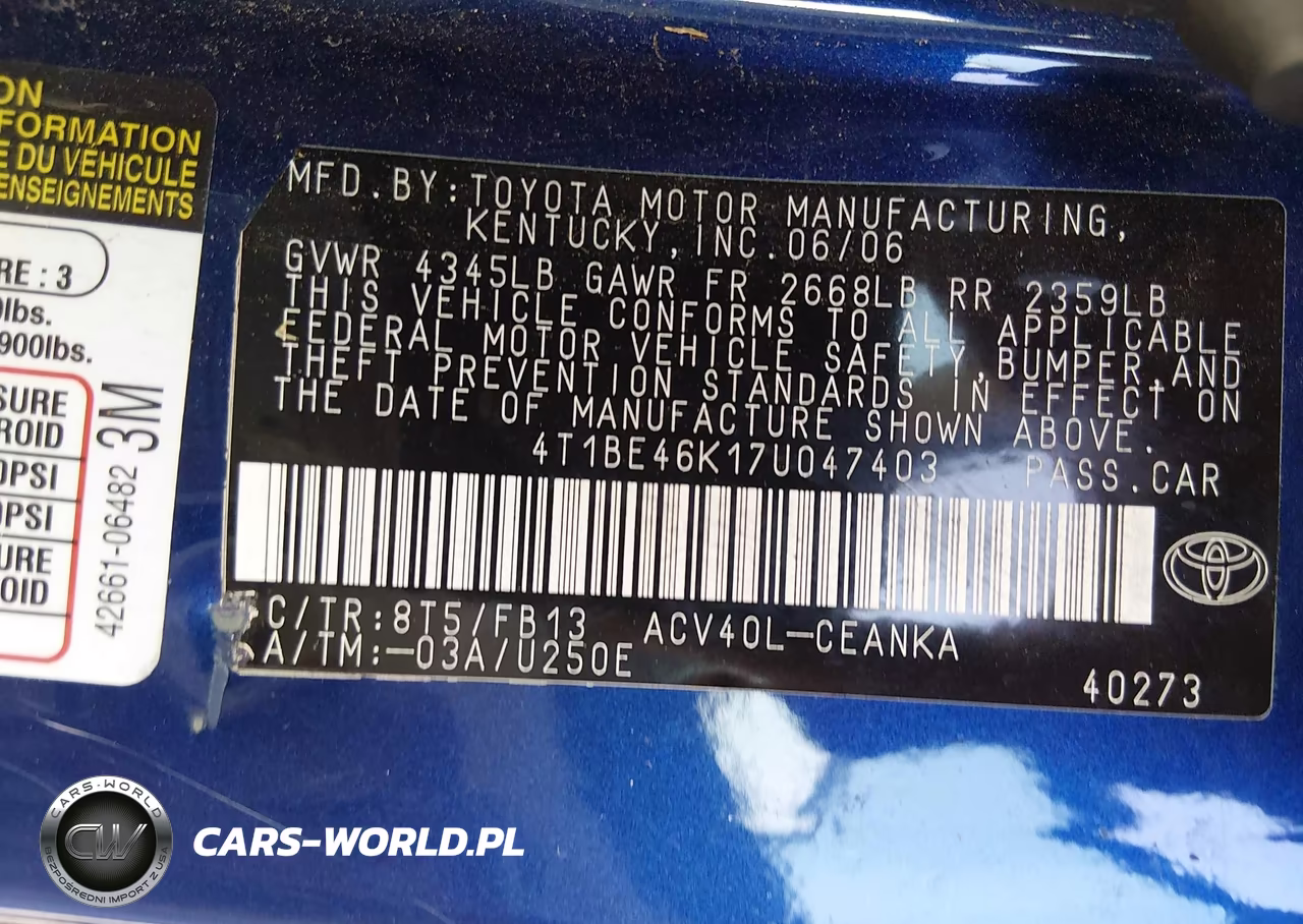 2007 Toyota Camry Le VIN:4T1BE46K17U047403 - 12