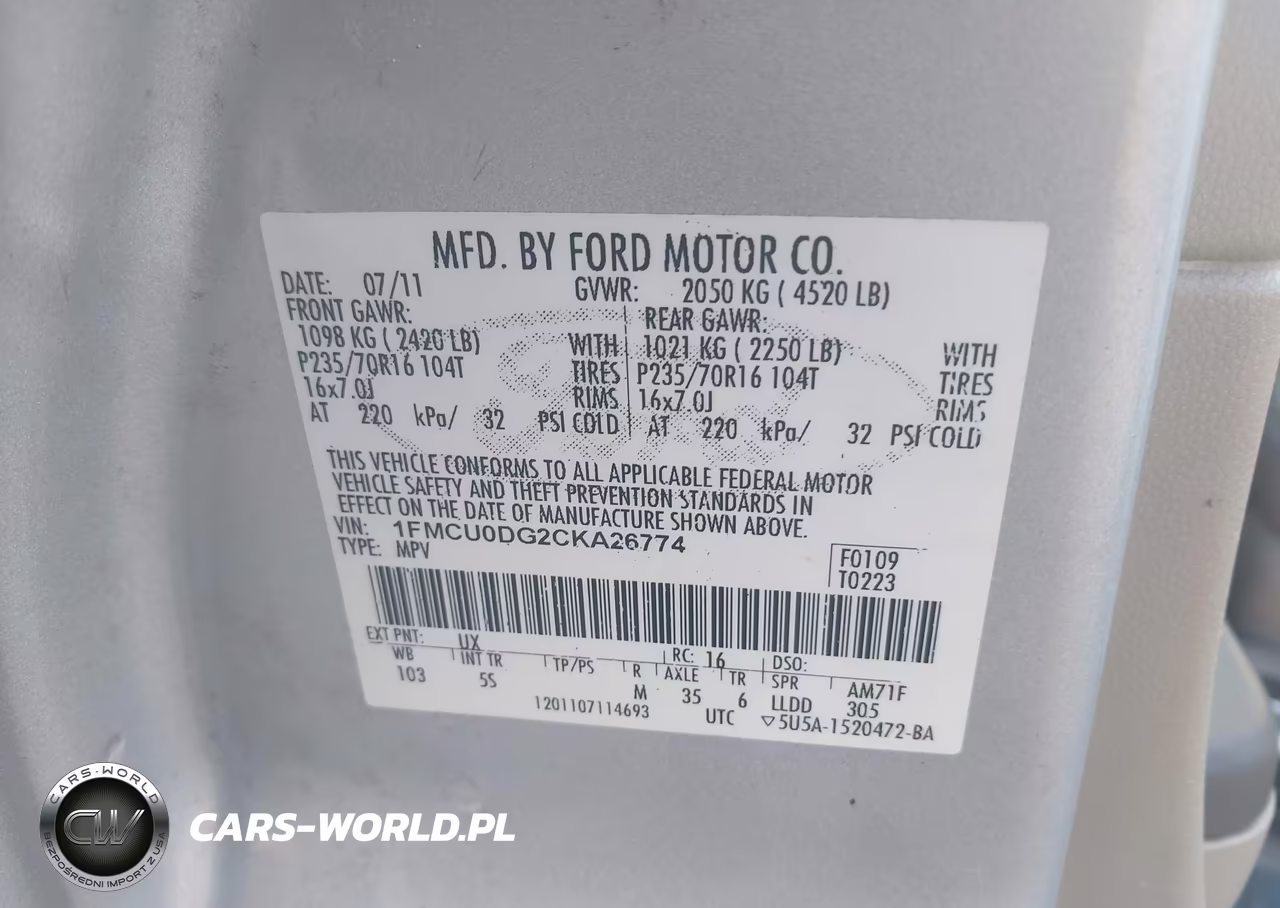2012 Ford Escape Xlt VIN:1FMCU0DG2CKA26774 - 9