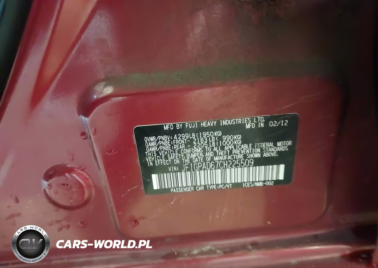 2012 Subaru Impreza 2.0I Premium VIN:JF1GPAD67CH225509 - 9