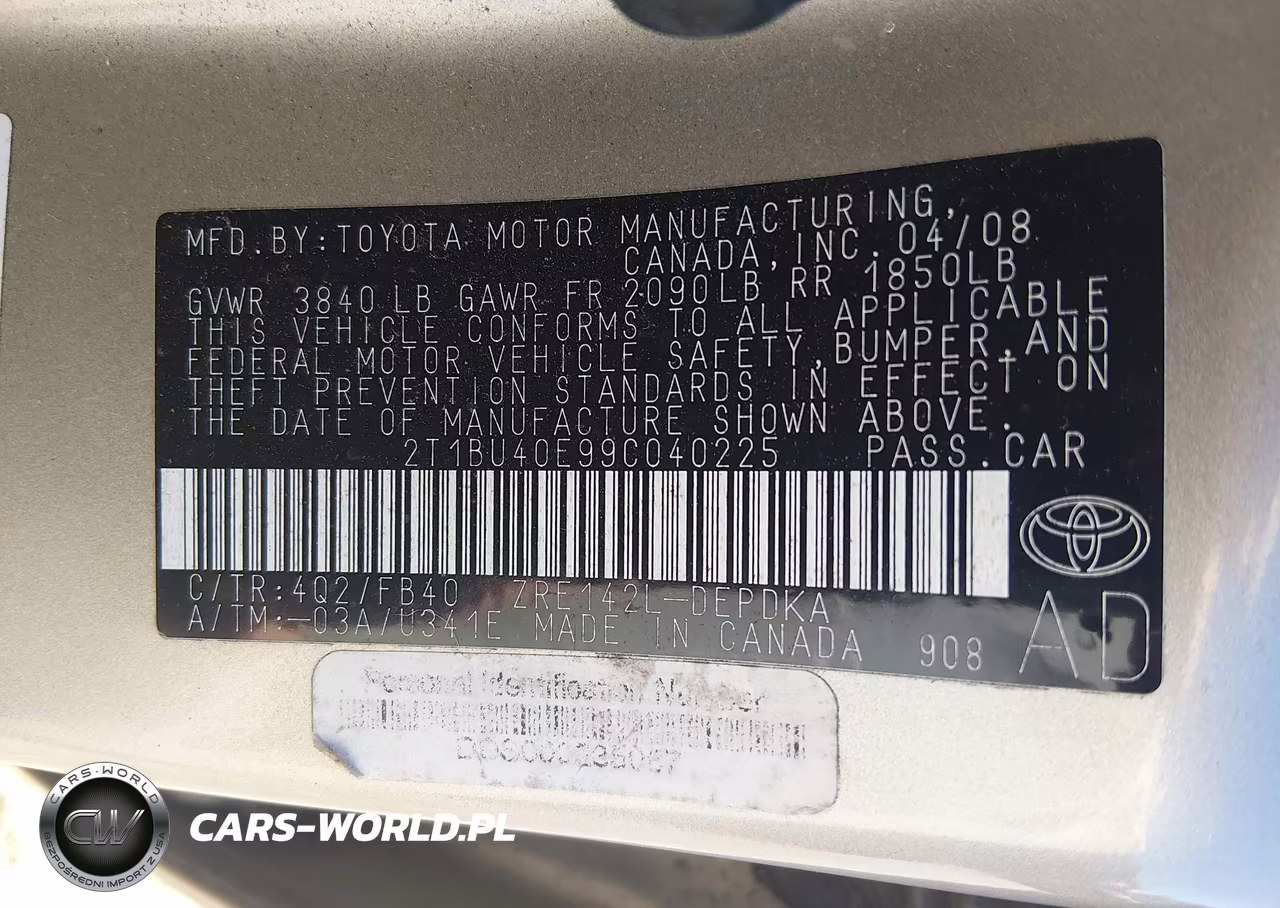 2009 Toyota Corolla Le VIN:2T1BU40E99C040225 - 9
