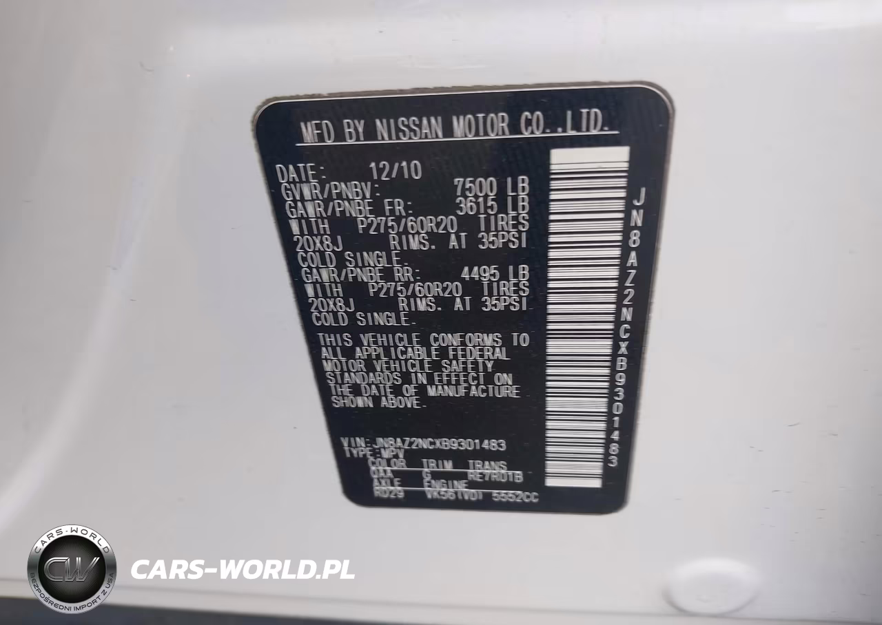 2011 Infiniti Qx56 VIN:JN8AZ2NCXB9301483 - 9