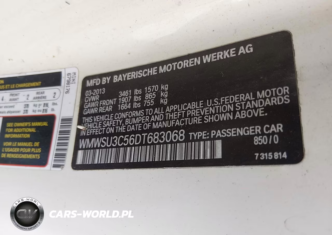 2013 Mini Hardtop Cooper VIN:WMWSU3C56DT683068 - 9