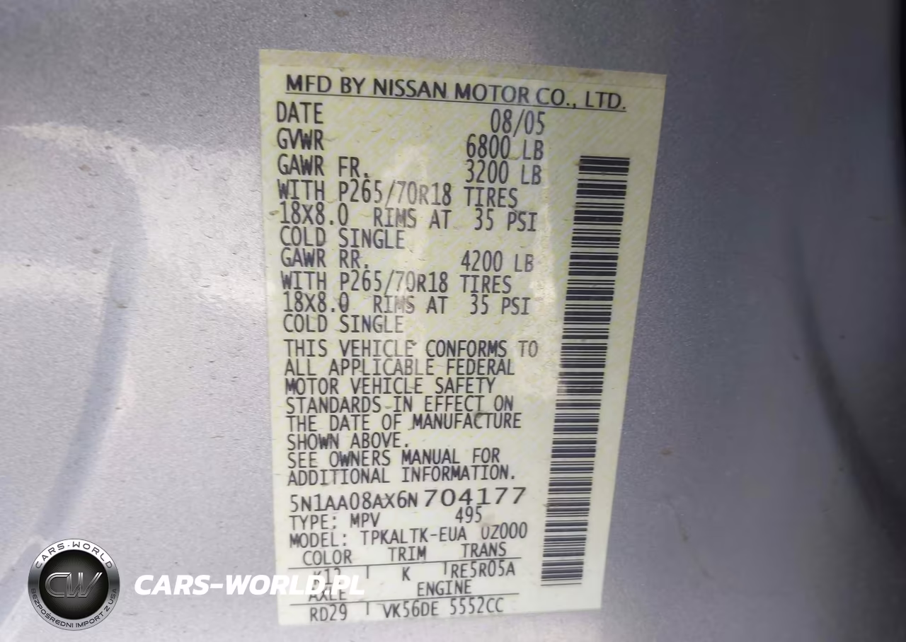 2006 Nissan Armada Se VIN:5N1AA08AX6N704177 - 9