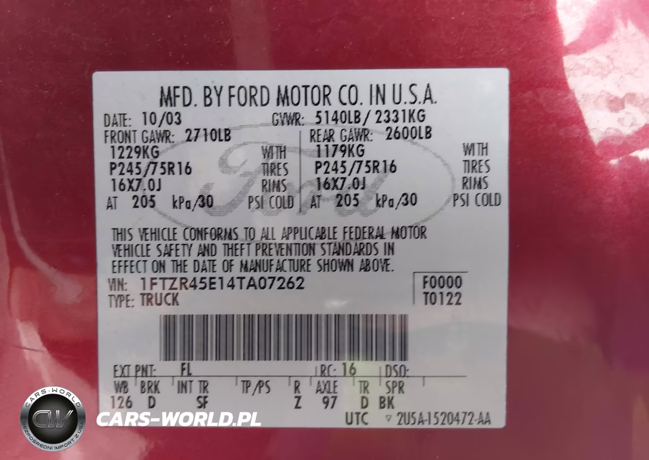 2004 Ford Ranger Edge-Tremor-Xlt VIN:1FTZR45E14TA07262 - 9