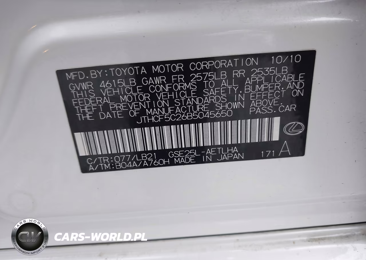 2011 Lexus Is 250 VIN:JTHCF5C26B5045650 - 9