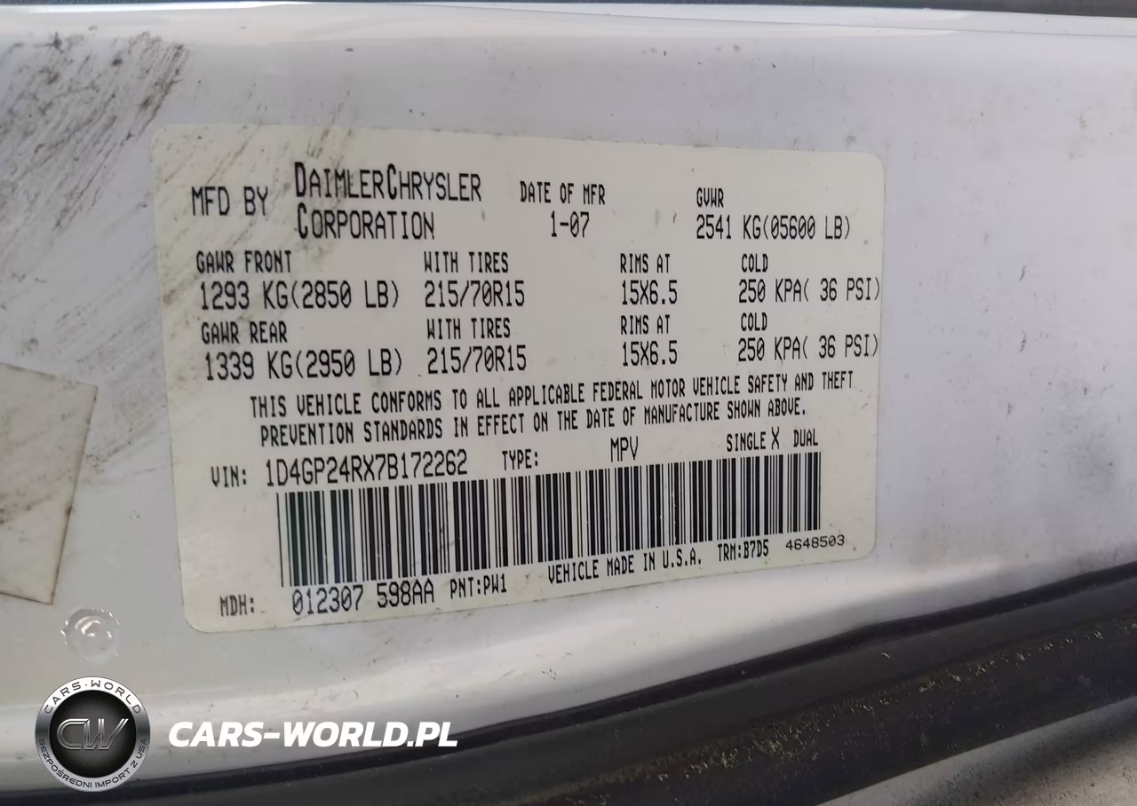 2007 Dodge Grand Caravan Se VIN:1D4GP24RX7B172262 - 9