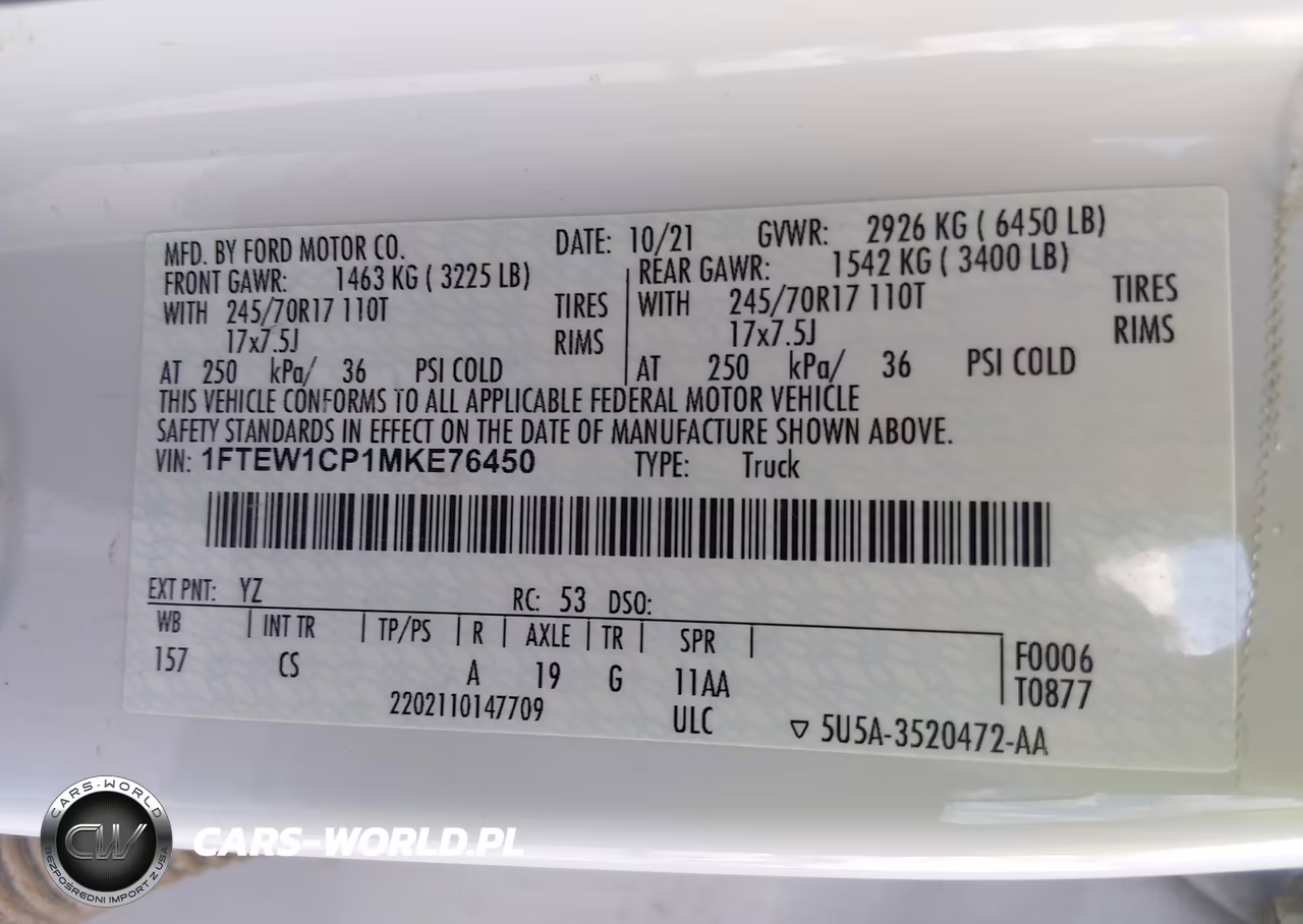 2021 Ford F-150 Xl VIN:1FTEW1CP1MKE76450 - 9