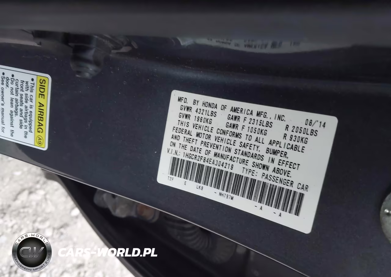 2014 Honda Accord Ex-L VIN:1HGCR2F84EA304219 - 9